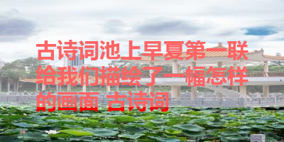 古诗词池上早夏第一联给我们描绘了一幅怎样的画面 古诗词