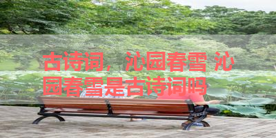 古诗词，沁园春雪 沁园春雪是古诗词吗