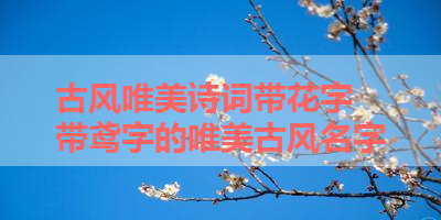 古风唯美诗词带花字 带鸢字的唯美古风名字