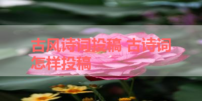 古风诗词投稿 古诗词怎样投稿 