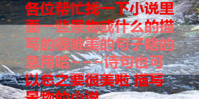 各位帮忙找一下小说里面一些景物或什么的描写的很唯美的句子啥的急用哈~~~诗句也可以总之要很美啦 描写景物的小说