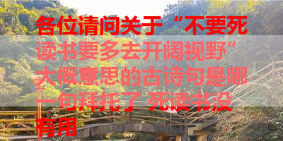各位请问关于“不要死读书要多去开阔视野”大概意思的古诗句是哪一句拜托了 死读书没有用