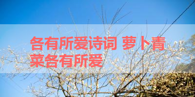 各有所爱诗词 萝卜青菜各有所爱