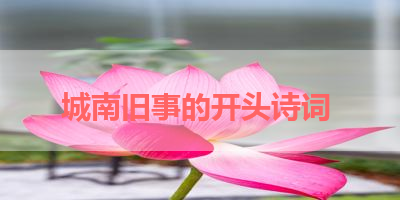 城南旧事的开头诗词 