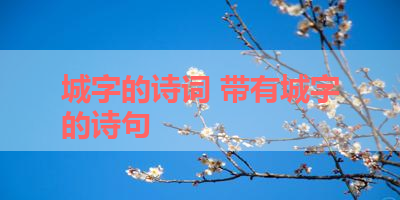 城字的诗词 带有城字的诗句 
