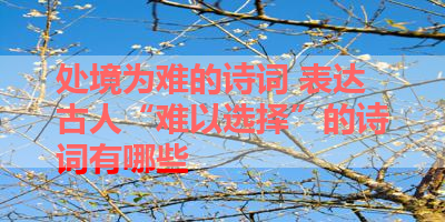 处境为难的诗词 表达古人“难以选择”的诗词有哪些 