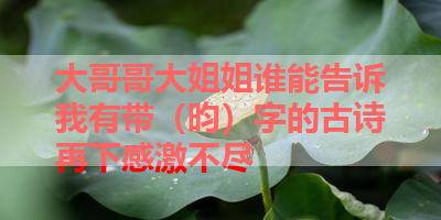 大哥哥大姐姐谁能告诉我有带（昀）字的古诗再下感激不尽 