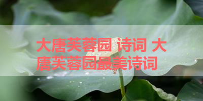 大唐芙蓉园 诗词 大唐芙蓉园最美诗词