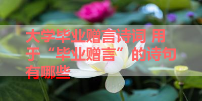 大学毕业赠言诗词 用于“毕业赠言”的诗句有哪些 