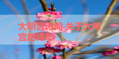 大明宫诗词 关于大明宫的诗句 