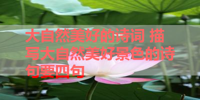 大自然美好的诗词 描写大自然美好景色的诗句要四句 