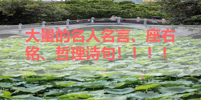 大量的名人名言、座右铭、哲理诗句！！！！ 