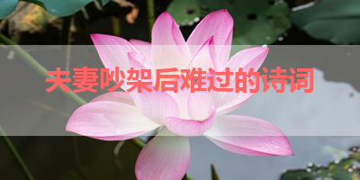 夫妻吵架后难过的诗词 
