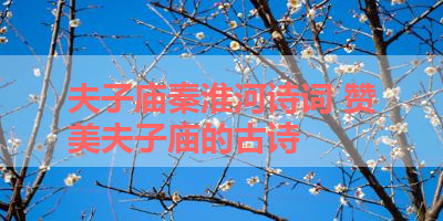 夫子庙秦淮河诗词 赞美夫子庙的古诗 
