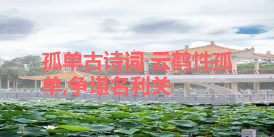 孤单古诗词 云鹤性孤单,争堪名利关
