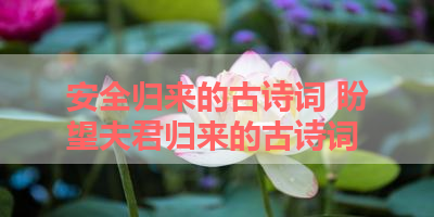 安全归来的古诗词 盼望夫君归来的古诗词