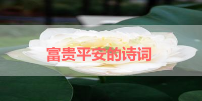 富贵平安的诗词 