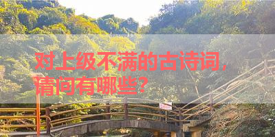 对上级不满的古诗词，请问有哪些？ 