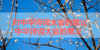 对中华诗词大会的建议 中华诗词大会的意义