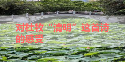 对杜牧“清明”这首诗的感受 