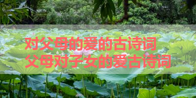 对父母的爱的古诗词 父母对子女的爱古诗词