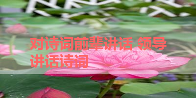 对诗词前辈讲话 领导讲话诗词