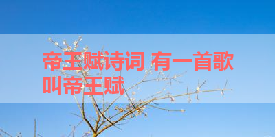 帝王赋诗词 有一首歌叫帝王赋