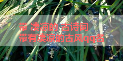 带 凄凉的 古诗词 带有凄凉的古风qq名