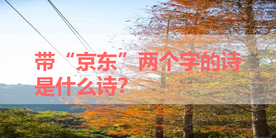 带“京东”两个字的诗是什么诗？ 