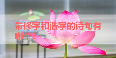 带修字和浩字的诗句有哪个？ 