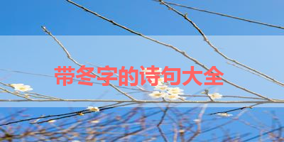 带冬字的诗句大全 