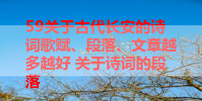 59关于古代长安的诗词歌赋、段落、文章越多越好 关于诗词的段落