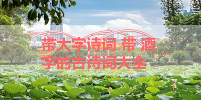 带大字诗词 带 酒 字的古诗词大全