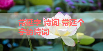 带延字 诗词 带延个字的诗词
