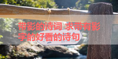 带影的诗词 求带有影字的好看的诗句 