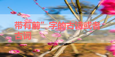 带有前”字的古诗或者古词 
