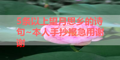 5条以上望月思乡的诗句~本人手抄报急用谢谢 