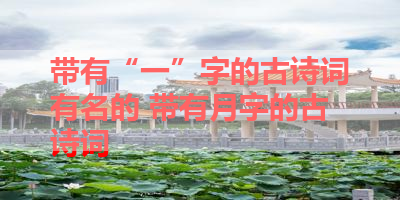 带有“一”字的古诗词有名的 带有月字的古诗词