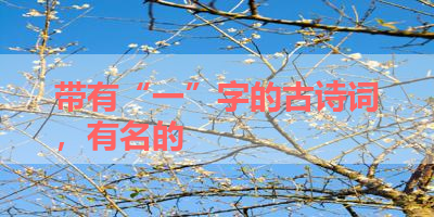 带有“一”字的古诗词，有名的 