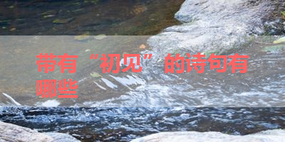 带有“初见”的诗句有哪些 
