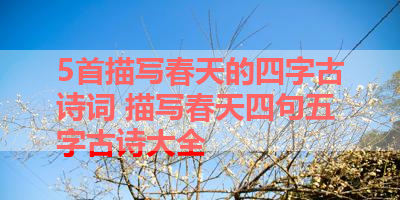 5首描写春天的四字古诗词 描写春天四句五字古诗大全 
