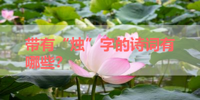 带有“烛”字的诗词有哪些？ 