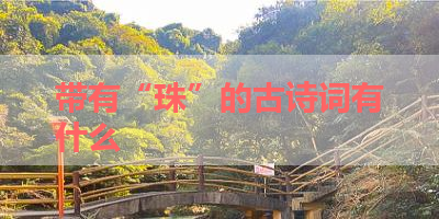 带有“珠”的古诗词有什么 