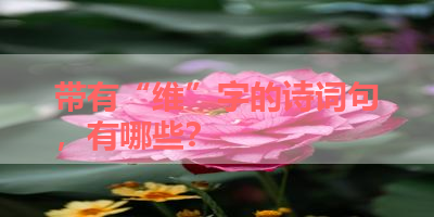 带有“维”字的诗词句，有哪些？ 