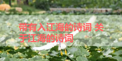 带有入江海的诗词 关于江海的诗词 