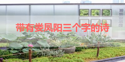 带有娄凤阳三个字的诗 