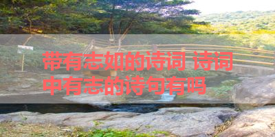 带有志如的诗词 诗词中有志的诗句有吗 