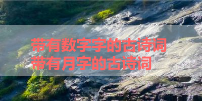 带有数字字的古诗词 带有月字的古诗词