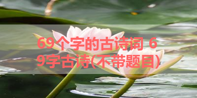 69个字的古诗词 69字古诗(不带题目)